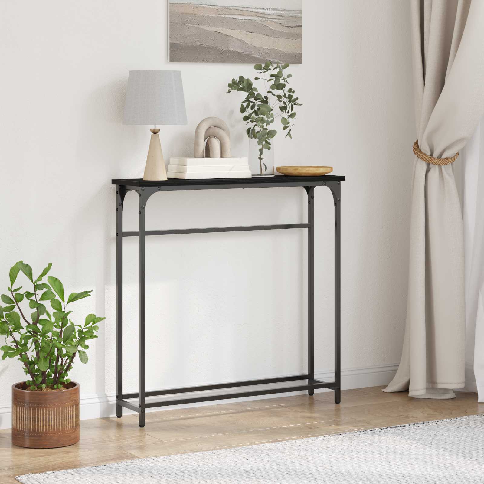 vidaXL Konsola Czarny Dąb 75 x 19,5 x 75 cm Materiał drewnopochodny