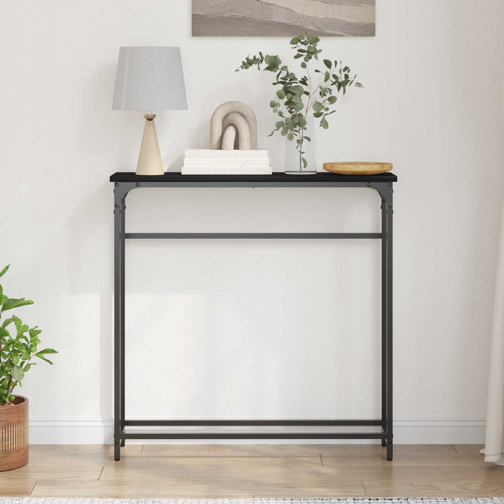vidaXL Konsola Czarny Dąb 75 x 19,5 x 75 cm Materiał drewnopochodny