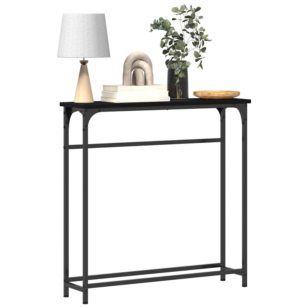 vidaXL Konsola Czarny Dąb 75 x 19,5 x 75 cm Materiał drewnopochodny