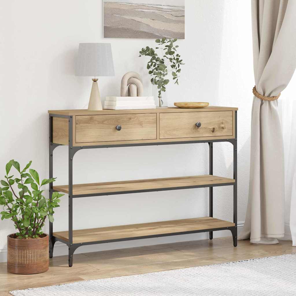 vidaXL Konsola z szufladą z półką Dąb rzemieślniczy 100 x 25 x 75 cm