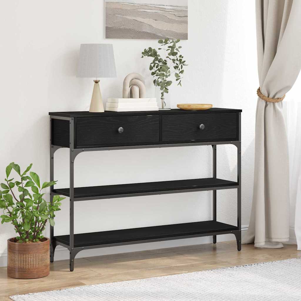 vidaXL Konsola Czarny Dąb 100 x 25 x 75 cm Materiał drewnopochodny