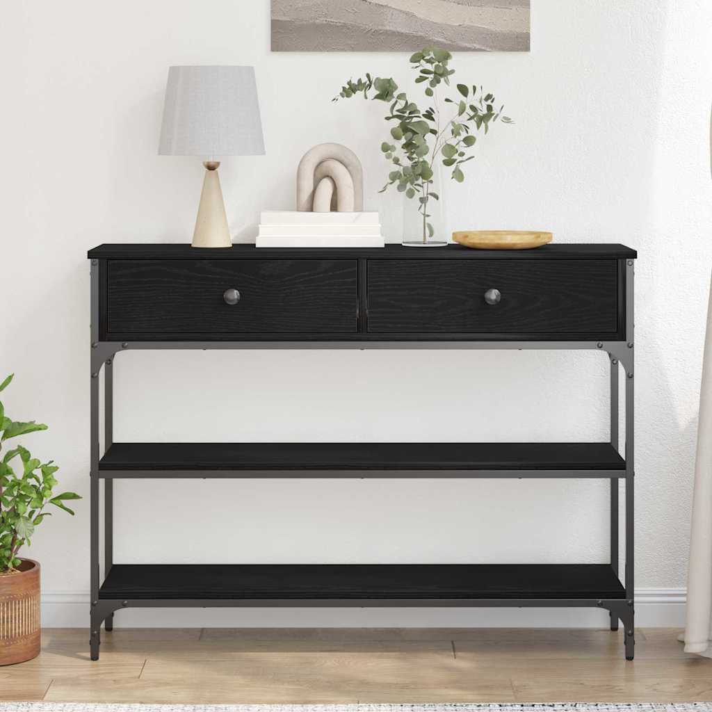 vidaXL Konsola Czarny Dąb 100 x 25 x 75 cm Materiał drewnopochodny