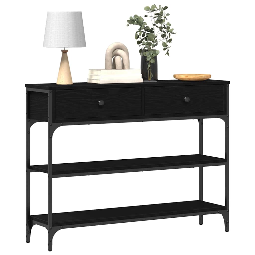 vidaXL Konsola Czarny Dąb 100 x 25 x 75 cm Materiał drewnopochodny