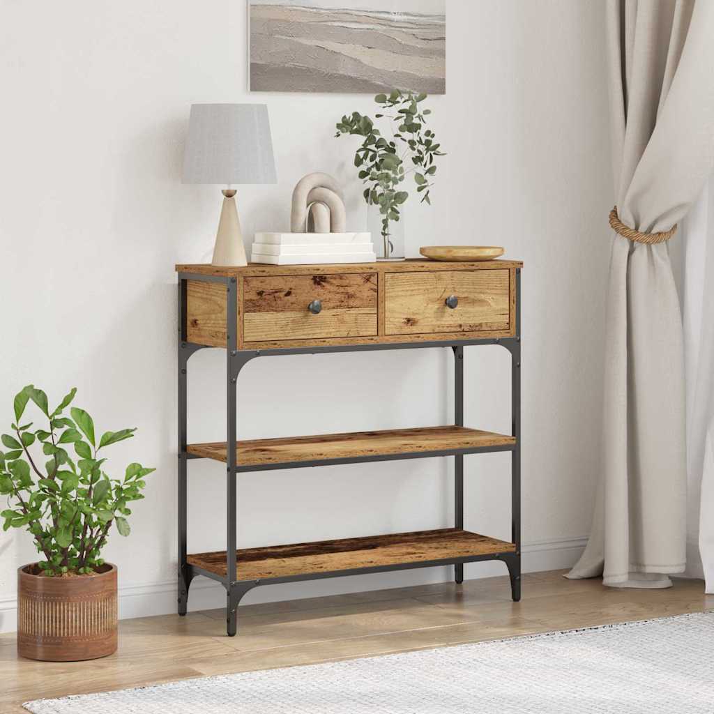 vidaXL Konsola Stare drewno 72,5 x 25 x 75 cm Materiał drewnopochodny