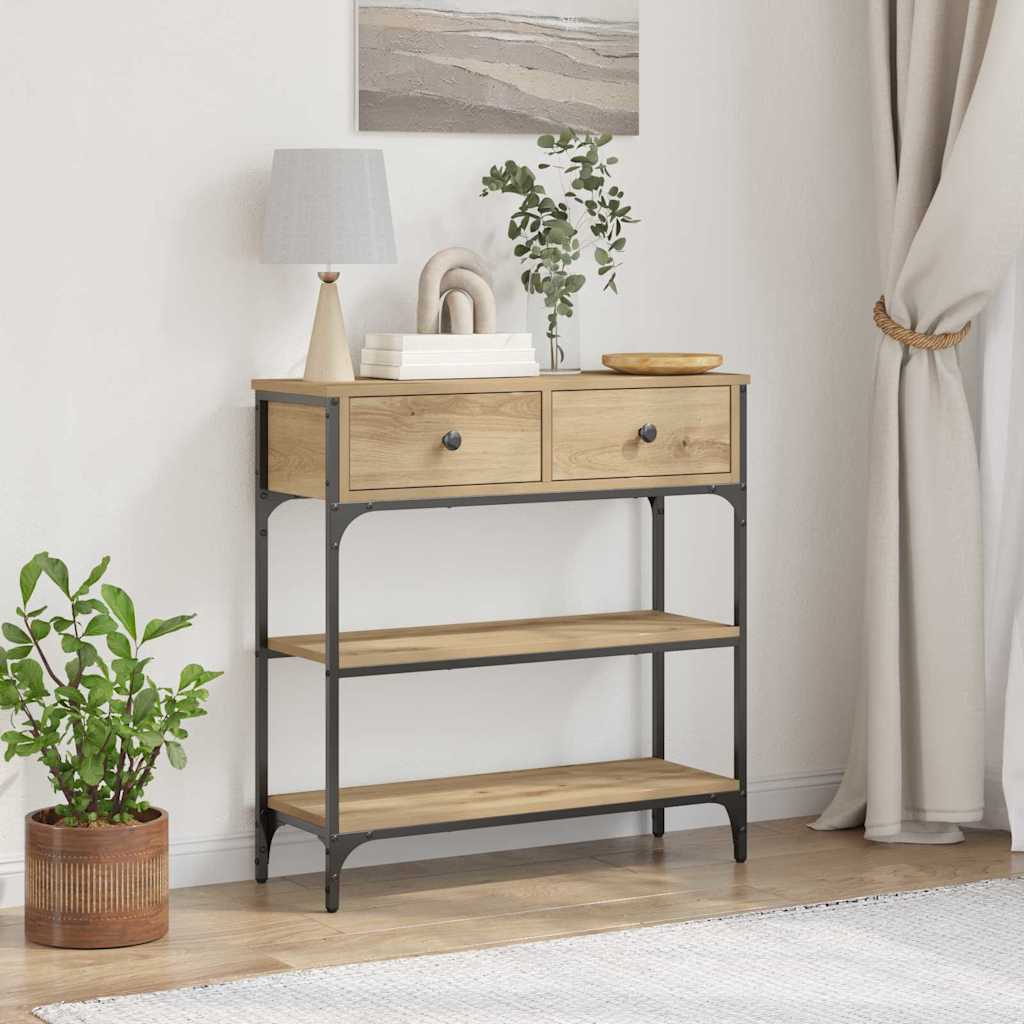 vidaXL Konsola z szufladą z półką Dąb rzemieślniczy 72,5 x 25 x 75 cm