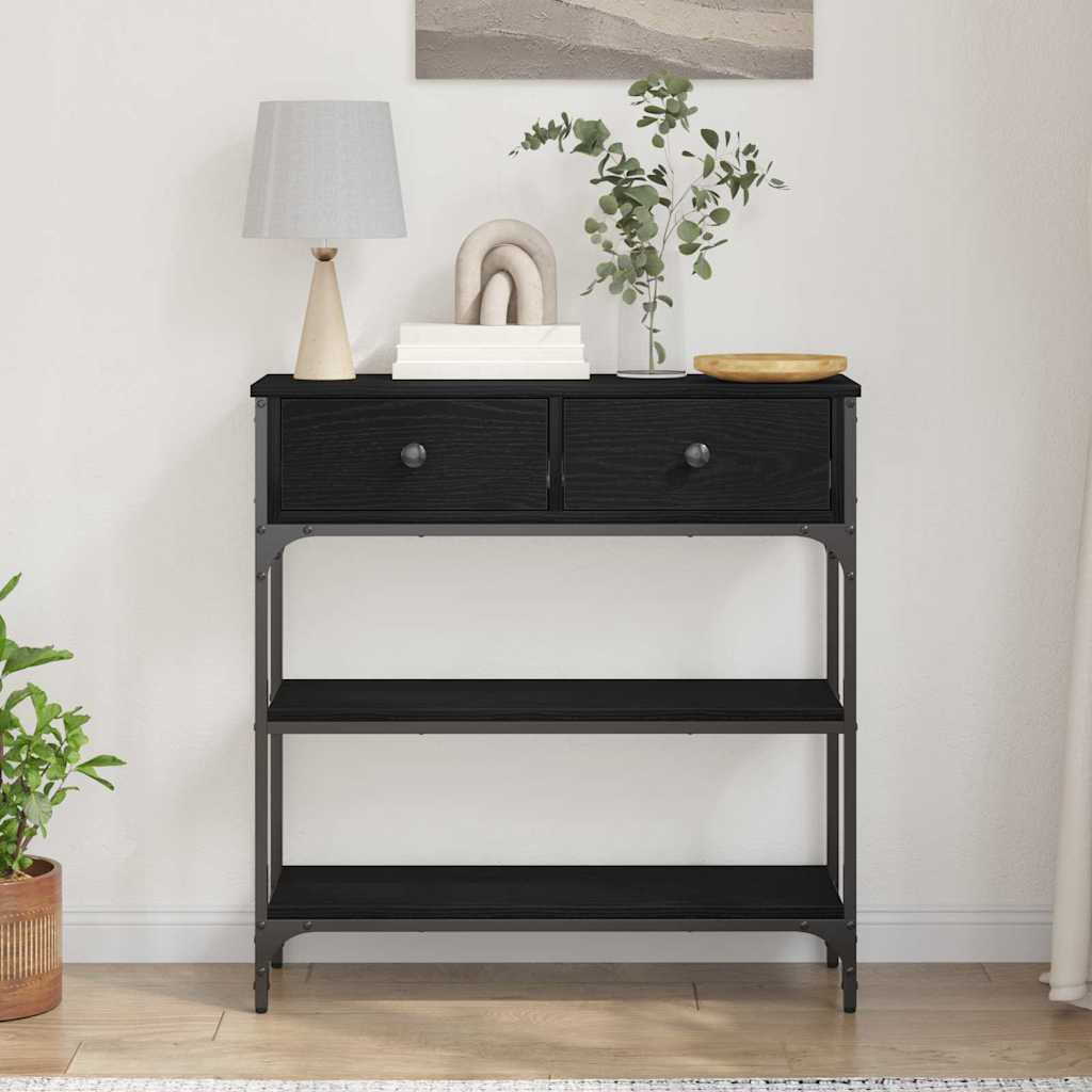 vidaXL Konsola Czarny Dąb 72,5 x 25 x 75 cm Materiał drewnopochodny