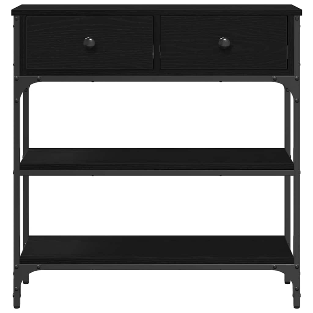 vidaXL Konsola Czarny Dąb 72,5 x 25 x 75 cm Materiał drewnopochodny