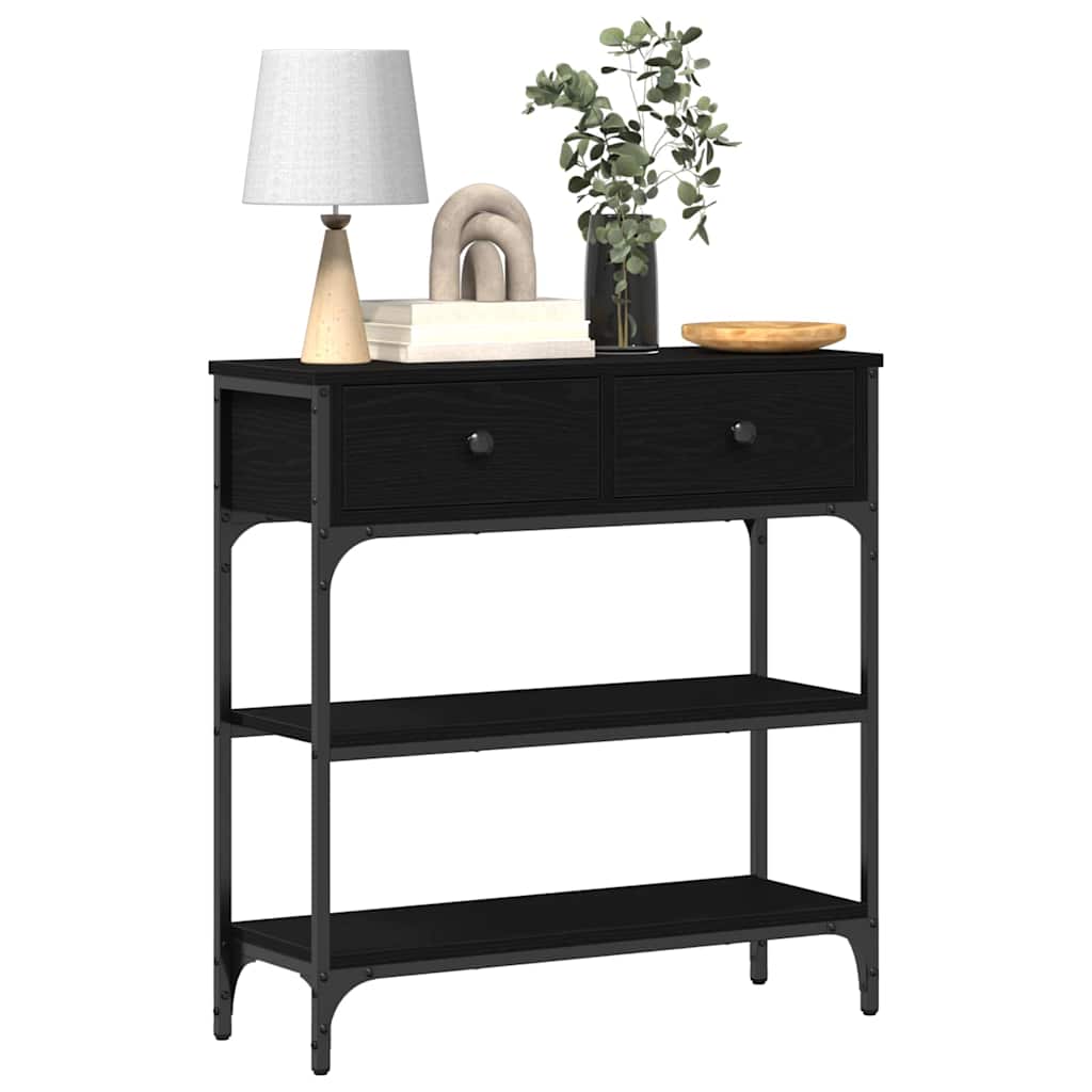 vidaXL Konsola Czarny Dąb 72,5 x 25 x 75 cm Materiał drewnopochodny