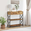 vidaXL Stół Konsolowy z szufladą z półką Stare drewno 75 x 28 x 75 cm