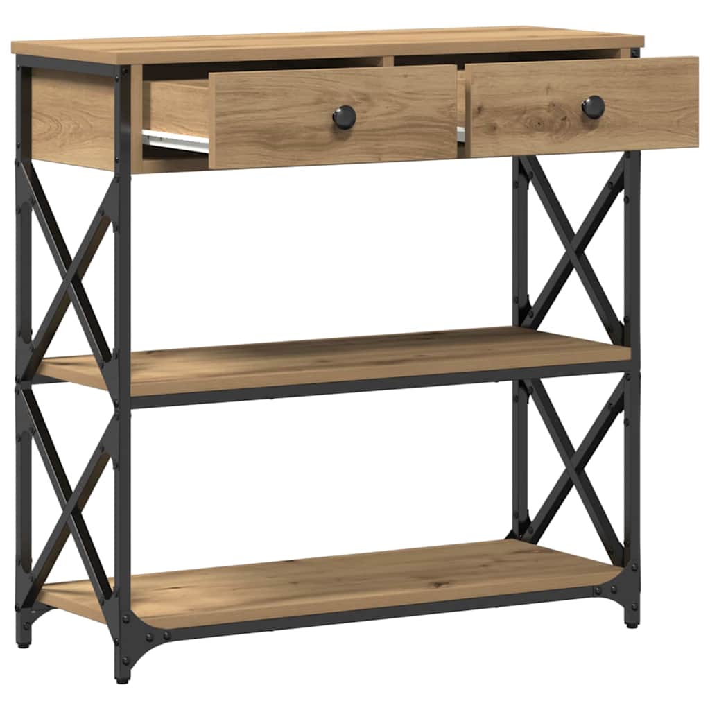 vidaXL Stół Konsolowy dąb artisan 75 x 28 x 75 cm