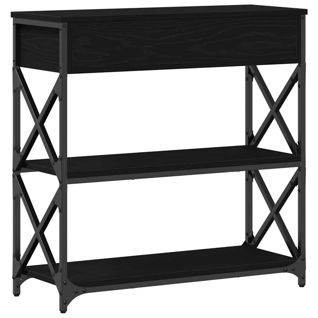 vidaXL Stół Konsolowy z szufladą z półką Czarny dąb 75 x 28 x 75 cm