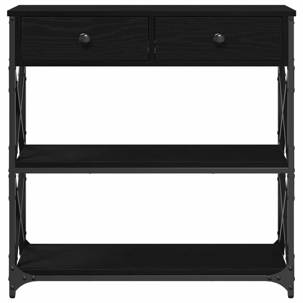 vidaXL Stół Konsolowy z szufladą z półką Czarny dąb 75 x 28 x 75 cm