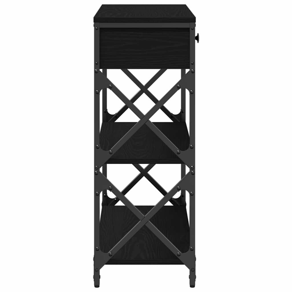 vidaXL Stół Konsolowy z szufladą z półką Czarny dąb 75 x 28 x 75 cm