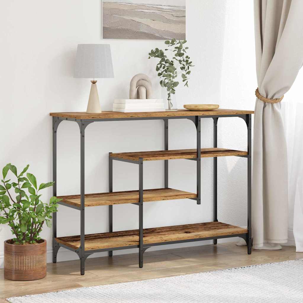 vidaXL Stół Konsolowy z półką Stare drewno 100 x 35 x 75 cm