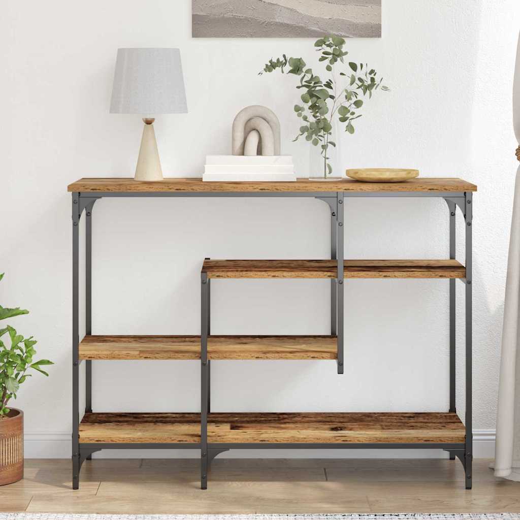 vidaXL Stół Konsolowy z półką Stare drewno 100 x 35 x 75 cm