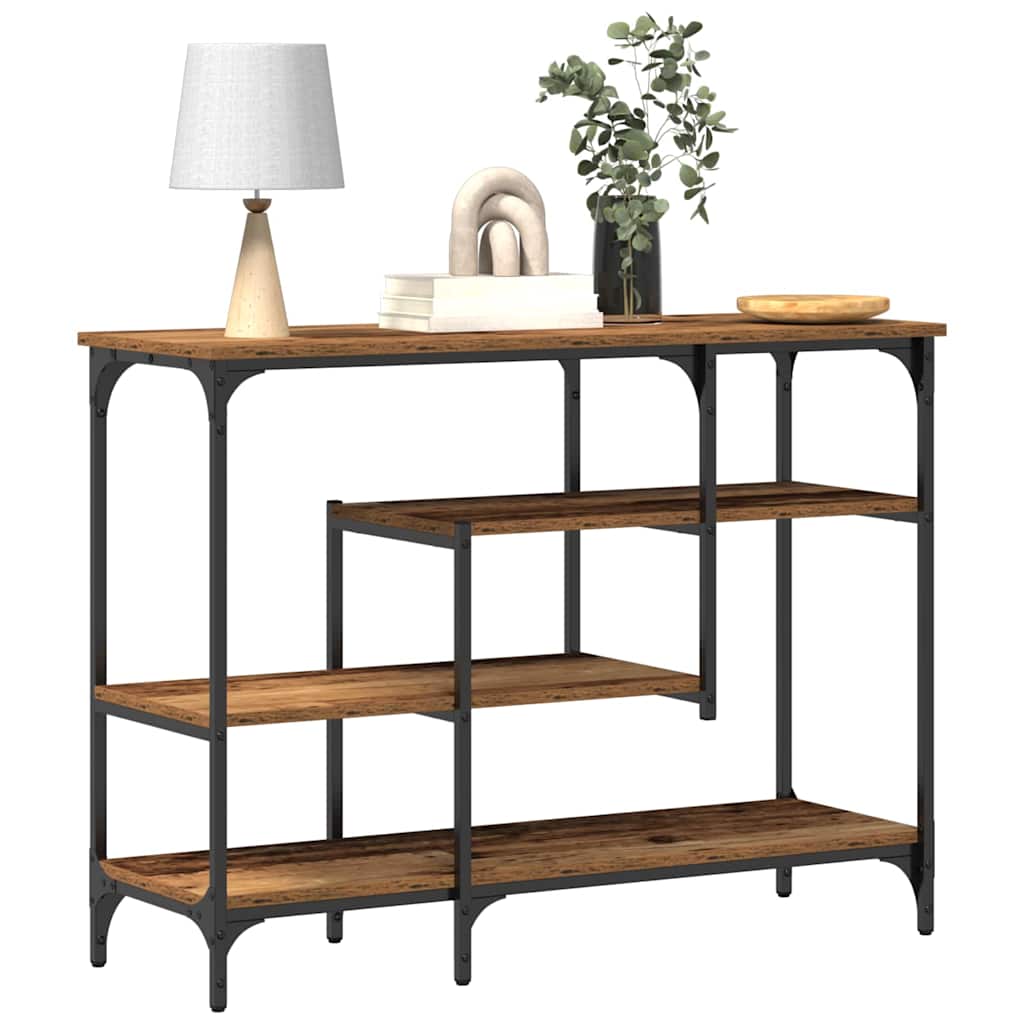 vidaXL Stół Konsolowy z półką Stare drewno 100 x 35 x 75 cm