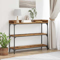 vidaXL Stół Konsolowy z półką Stare drewno 100 x 30 x 80 cm