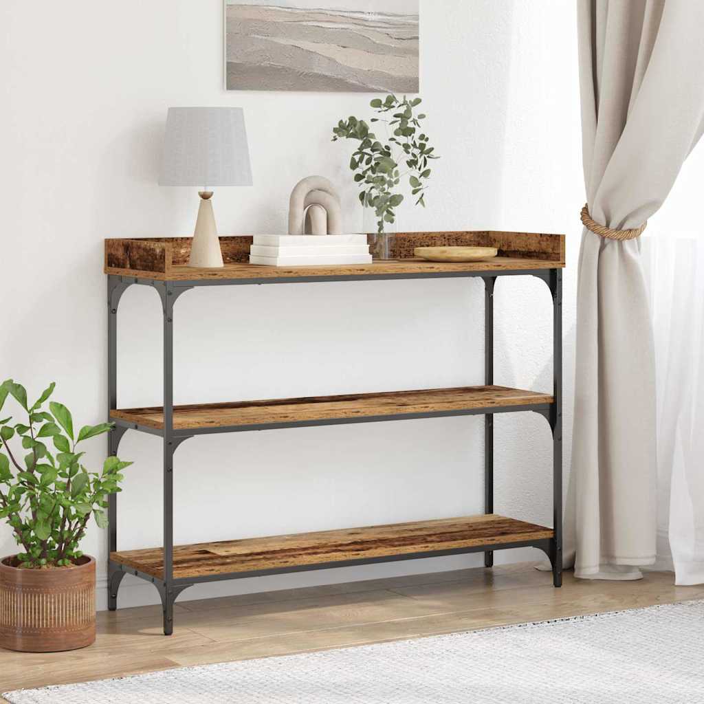 vidaXL Stół Konsolowy z półką Stare drewno 100 x 30 x 80 cm