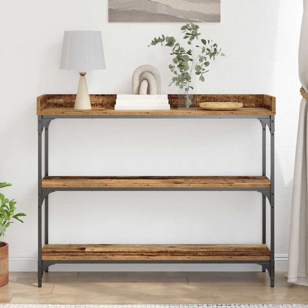 vidaXL Stół Konsolowy z półką Stare drewno 100 x 30 x 80 cm