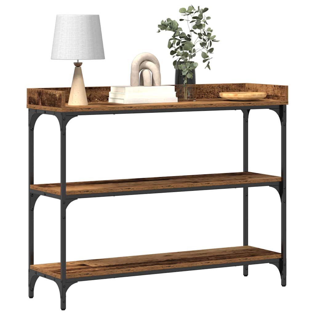 vidaXL Stół Konsolowy z półką Stare drewno 100 x 30 x 80 cm
