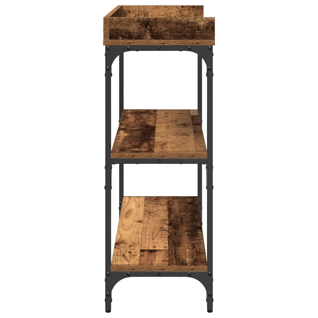 vidaXL Stół Konsolowy z półką Stare drewno 100 x 30 x 80 cm