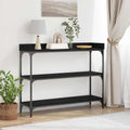 vidaXL Stół Konsolowy z półką Czarny dąb 100 x 30 x 80 cm