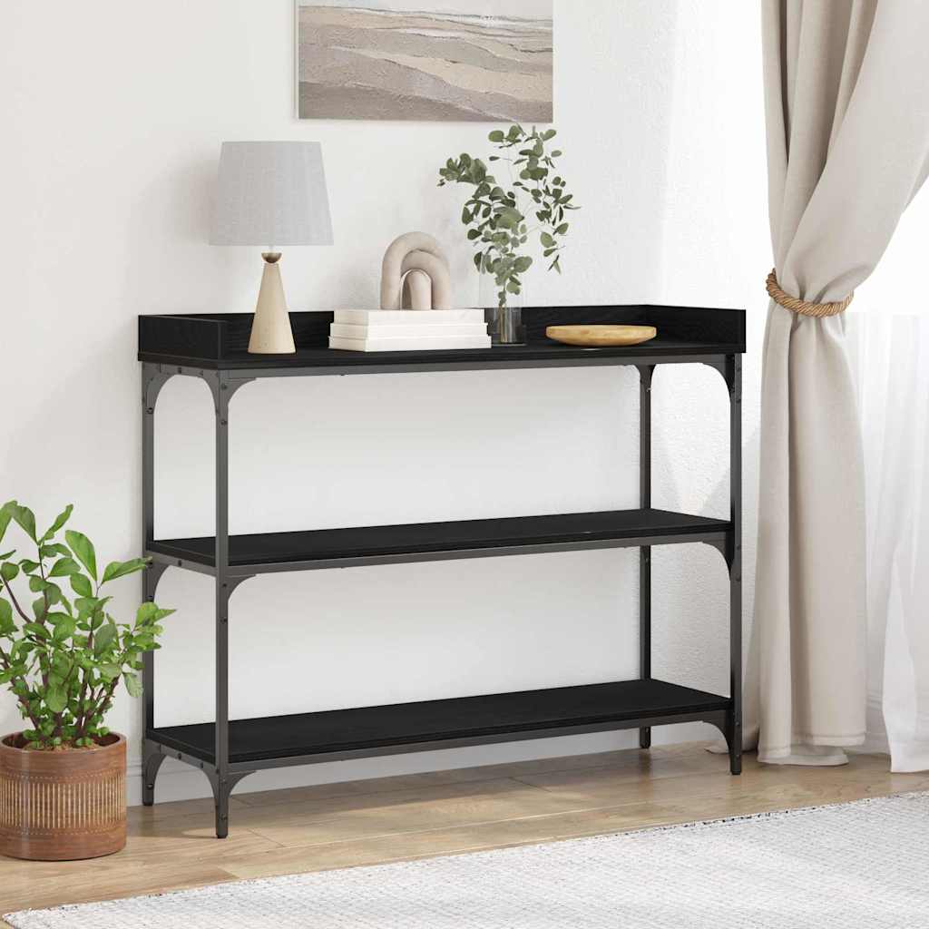 vidaXL Stół Konsolowy z półką Czarny dąb 100 x 30 x 80 cm