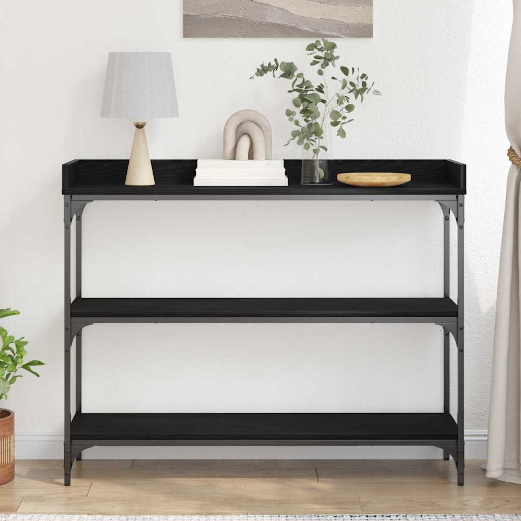 vidaXL Stół Konsolowy z półką Czarny dąb 100 x 30 x 80 cm