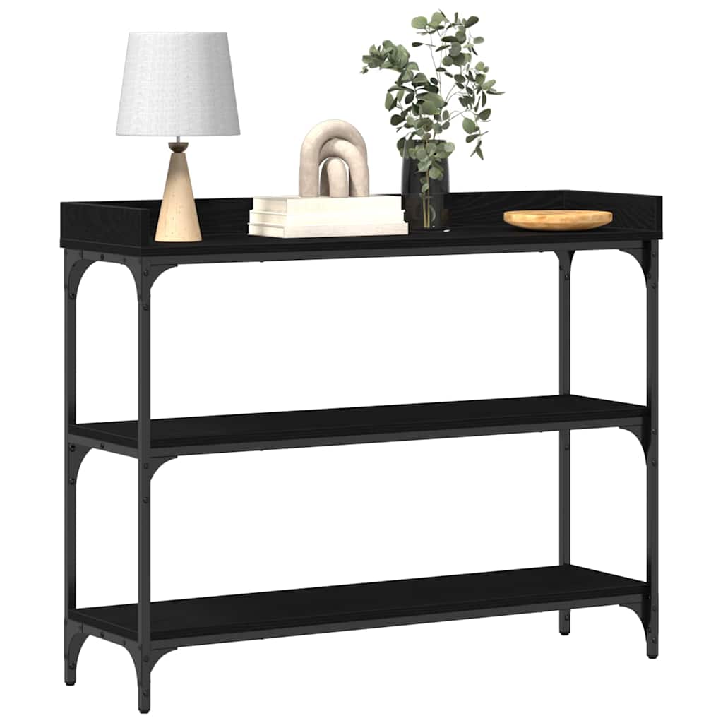vidaXL Stół Konsolowy z półką Czarny dąb 100 x 30 x 80 cm