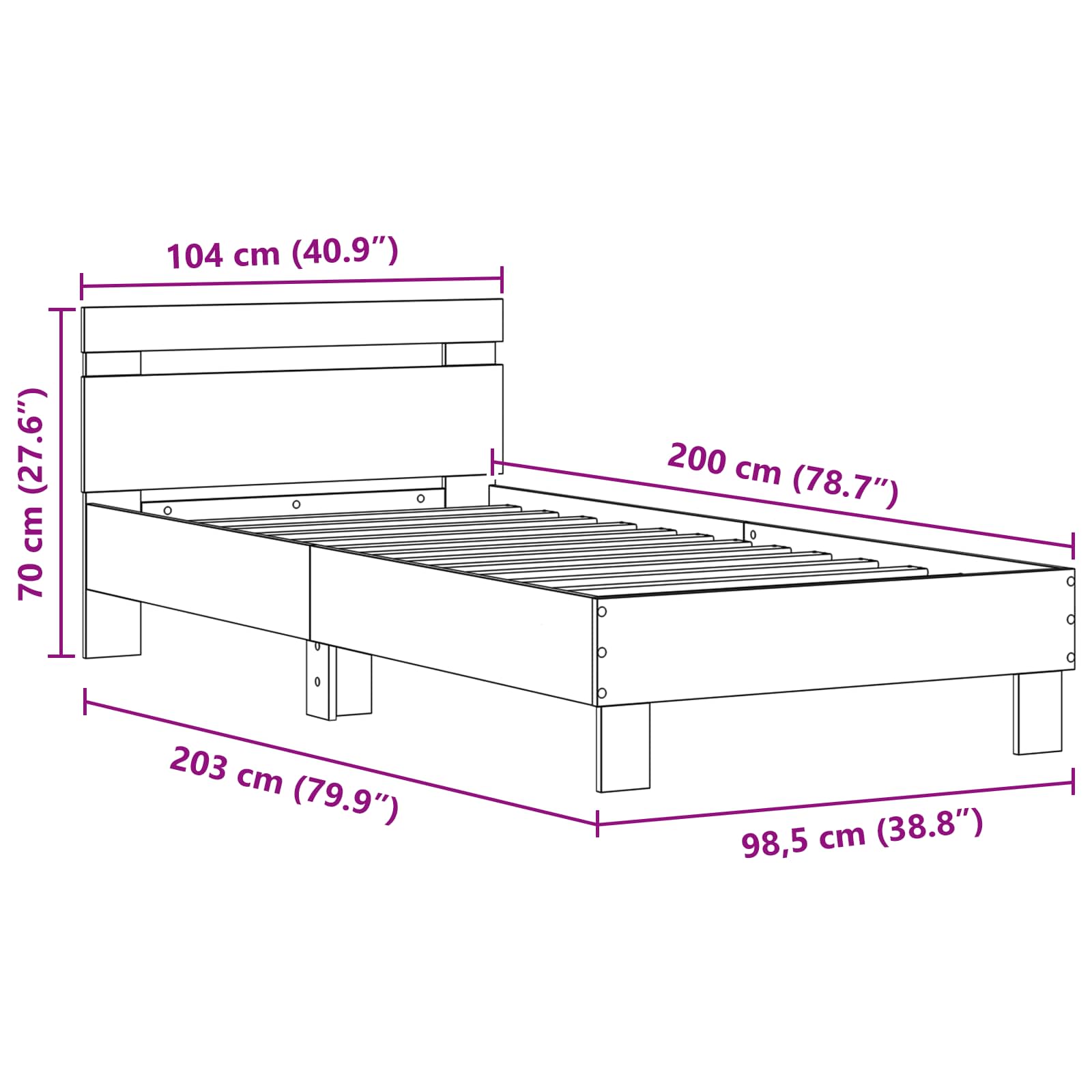 vidaXL Ramka łóżka Stare drewno 100 x 200 cm Materiał drewnopochodny