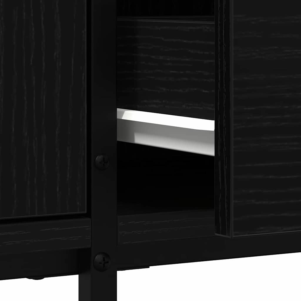 vidaXL Szafka pod telewizor z szufladą Czarny dąb 200 x 25 x 44 cm
