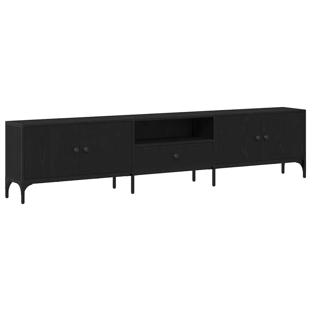 vidaXL Szafka pod telewizor z szufladą Czarny dąb 200 x 25 x 44 cm