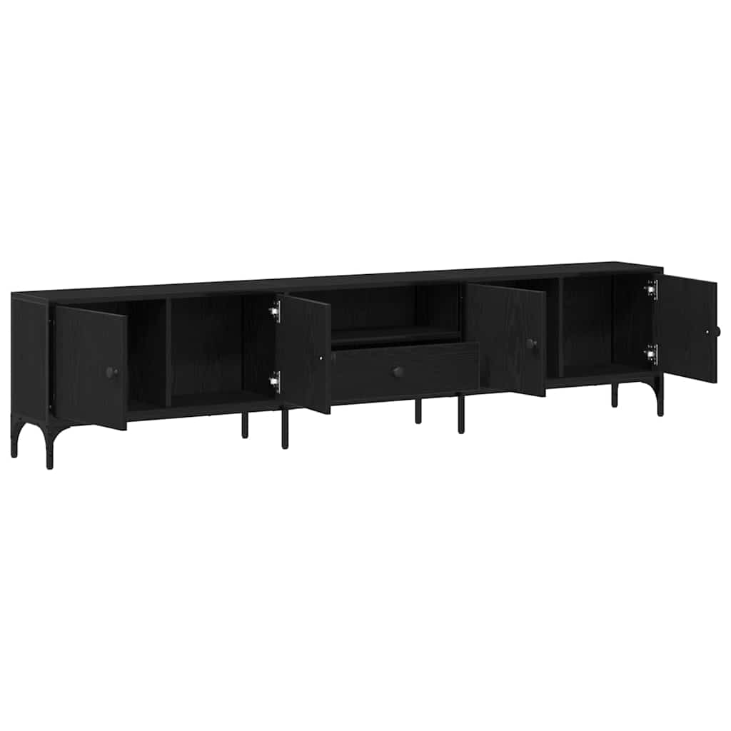 vidaXL Szafka pod telewizor z szufladą Czarny dąb 200 x 25 x 44 cm