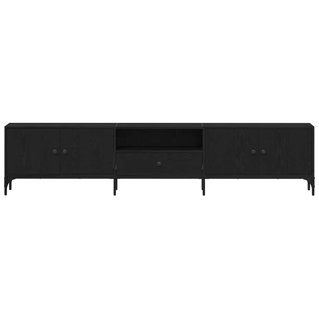 vidaXL Szafka pod telewizor z szufladą Czarny dąb 200 x 25 x 44 cm