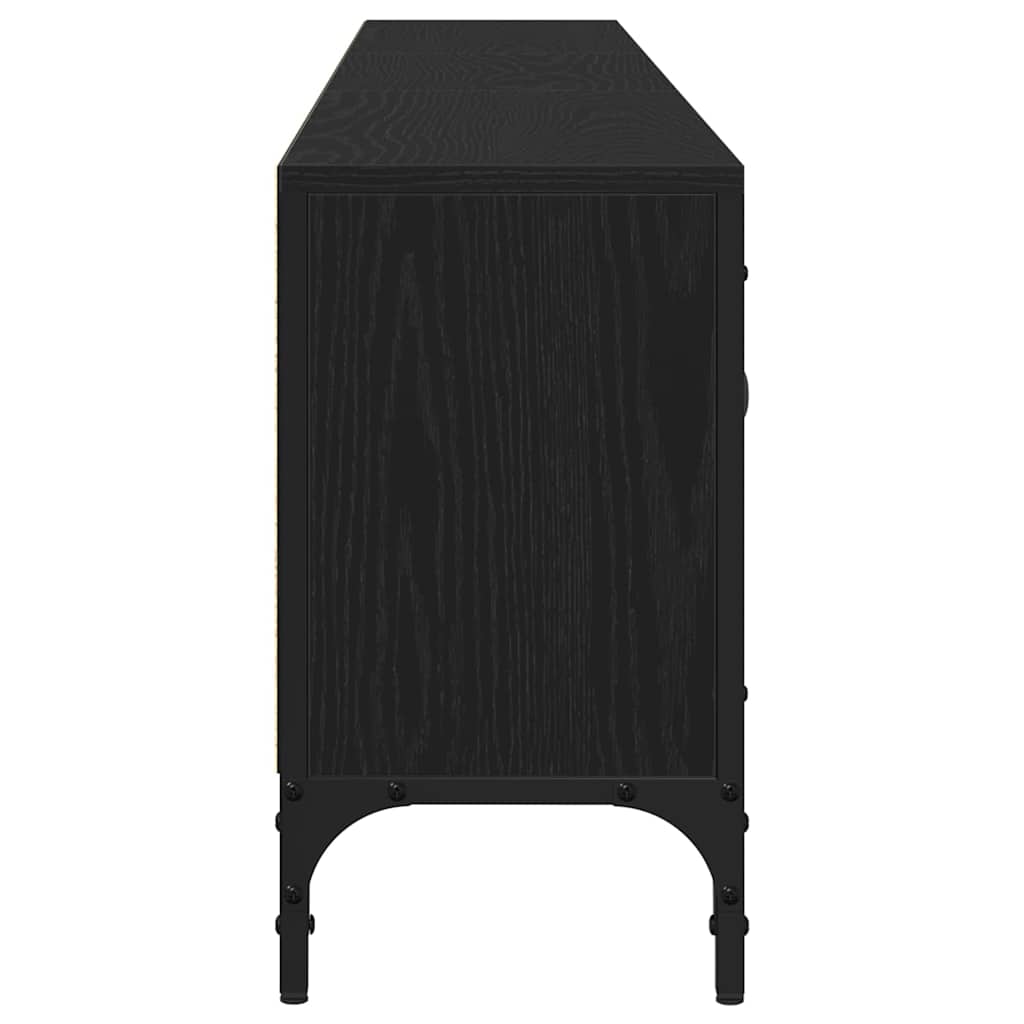 vidaXL Szafka pod telewizor z szufladą Czarny dąb 200 x 25 x 44 cm