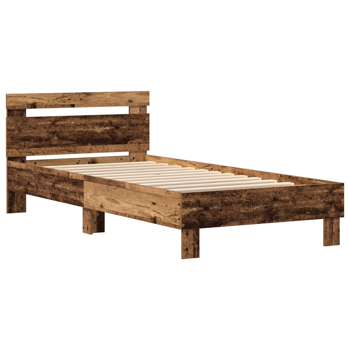 vidaXL Ramka łóżka Stare drewno 90 x 200 cm Materiał drewnopochodny