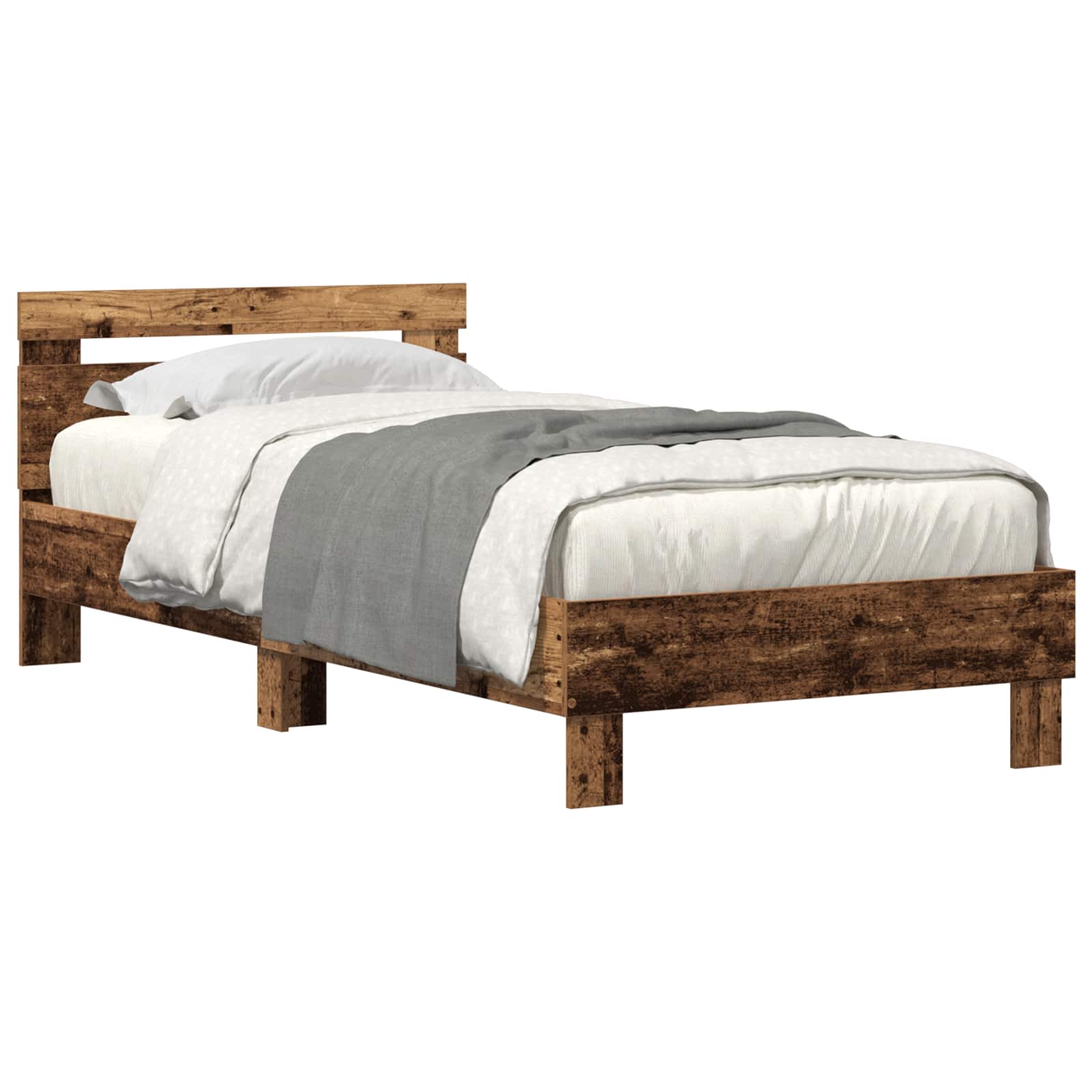 vidaXL Ramka łóżka Stare drewno 90 x 200 cm Materiał drewnopochodny