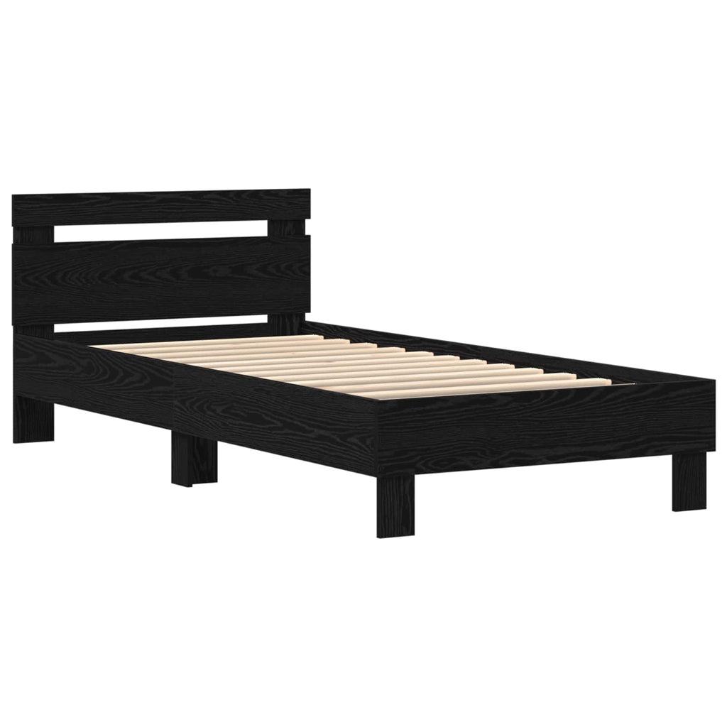 vidaXL Ramka łóżka Czarny Dąb 90 x 200 cm Materiał drewnopochodny