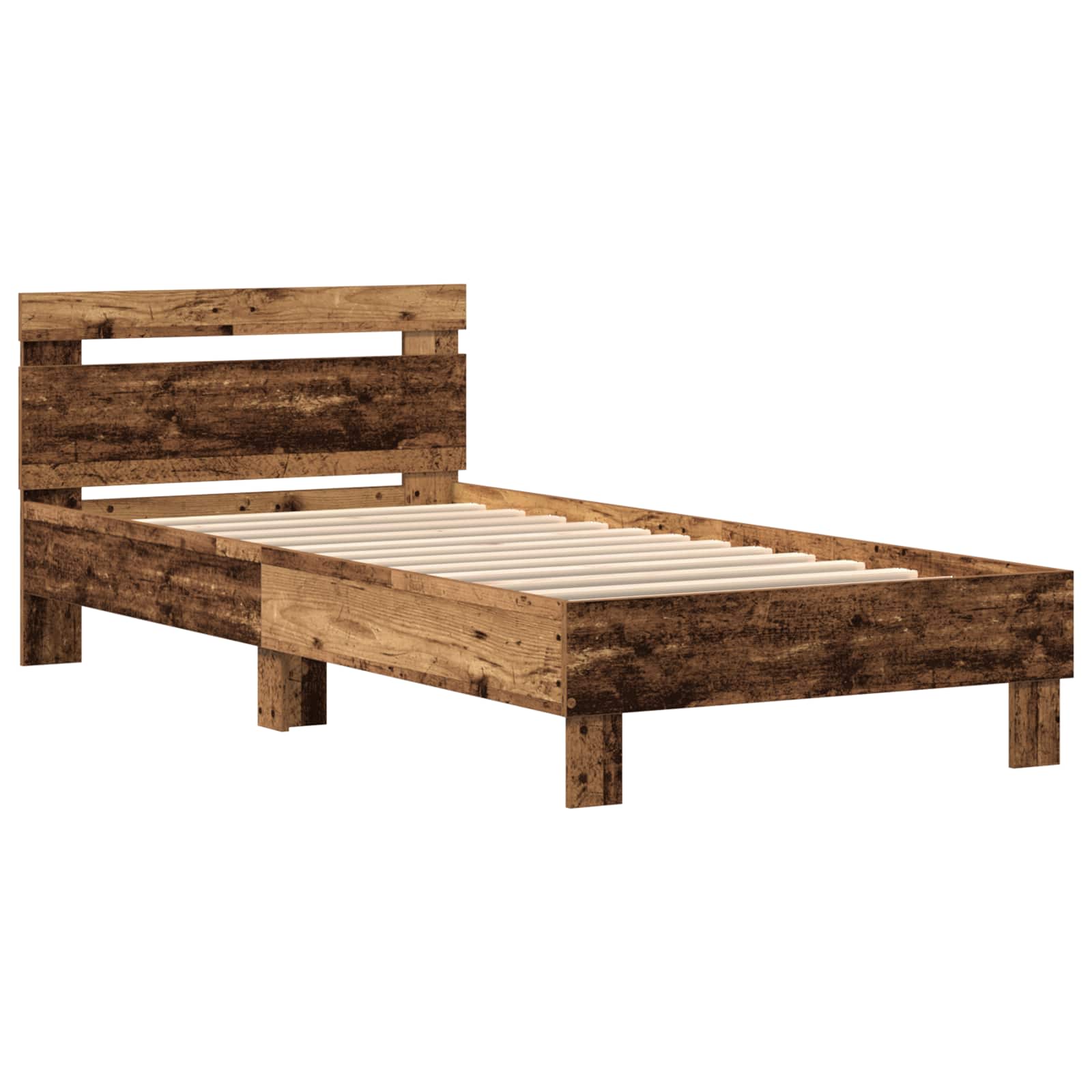 vidaXL Ramka łóżka Stare drewno 90 x 190 cm Drewno inżynieryjne