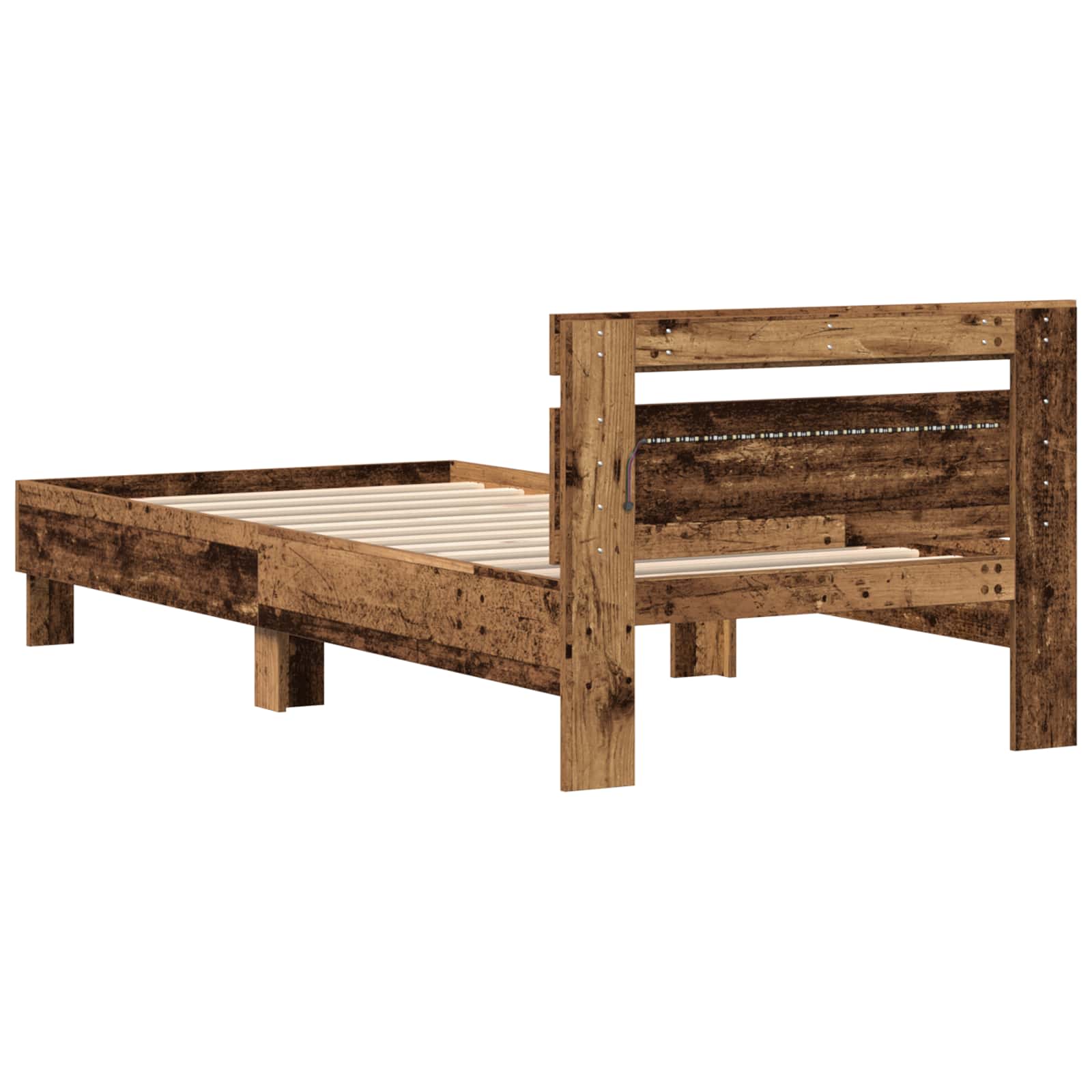 vidaXL Ramka łóżka Stare drewno 90 x 190 cm Drewno inżynieryjne