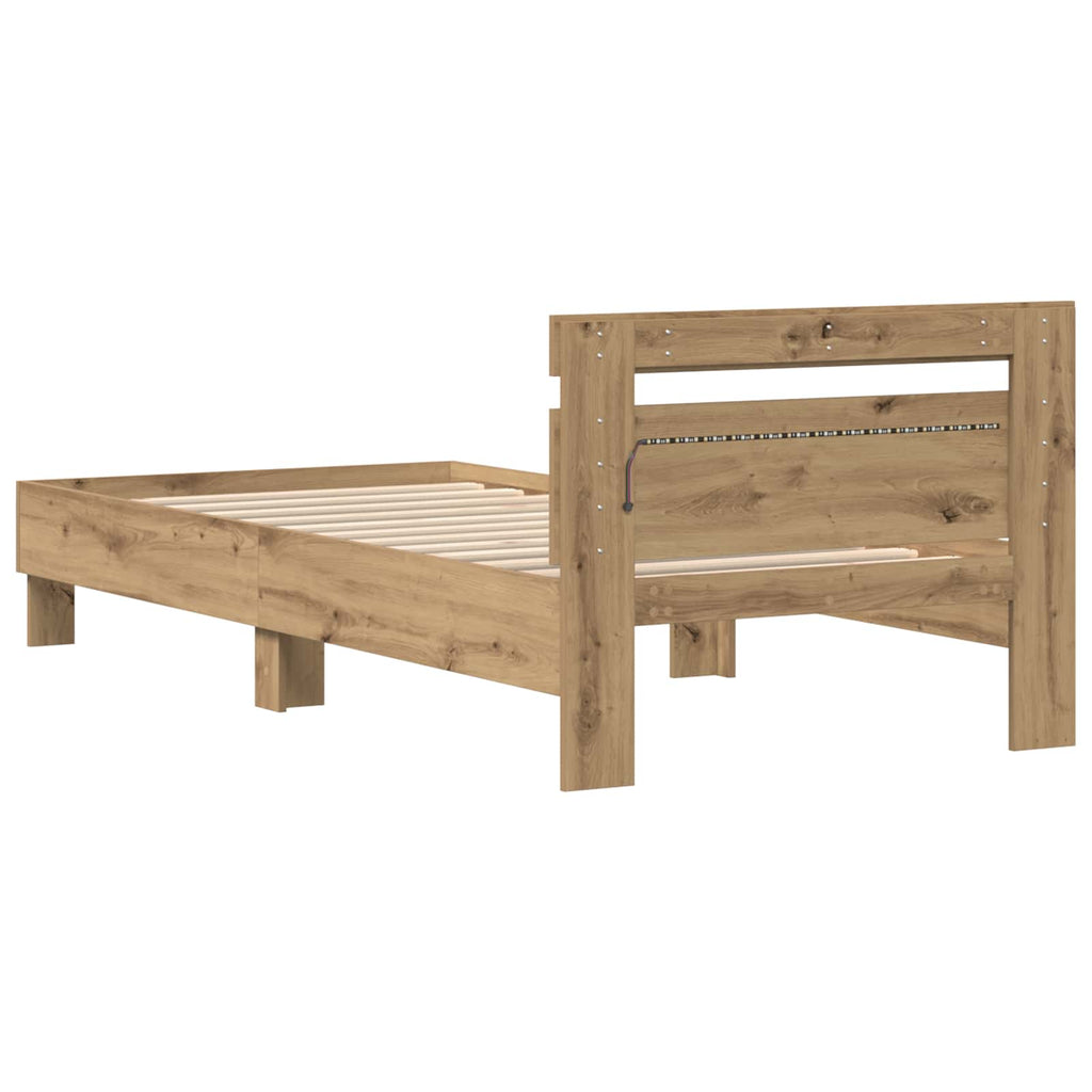 vidaXL Ramka łóżka Dąb rzemieślniczy 90 x 190 cm Drewno inżynieryjne