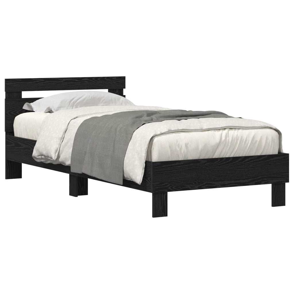vidaXL Ramka łóżka Czarny Dąb 75 x 190 cm Materiał drewnopochodny