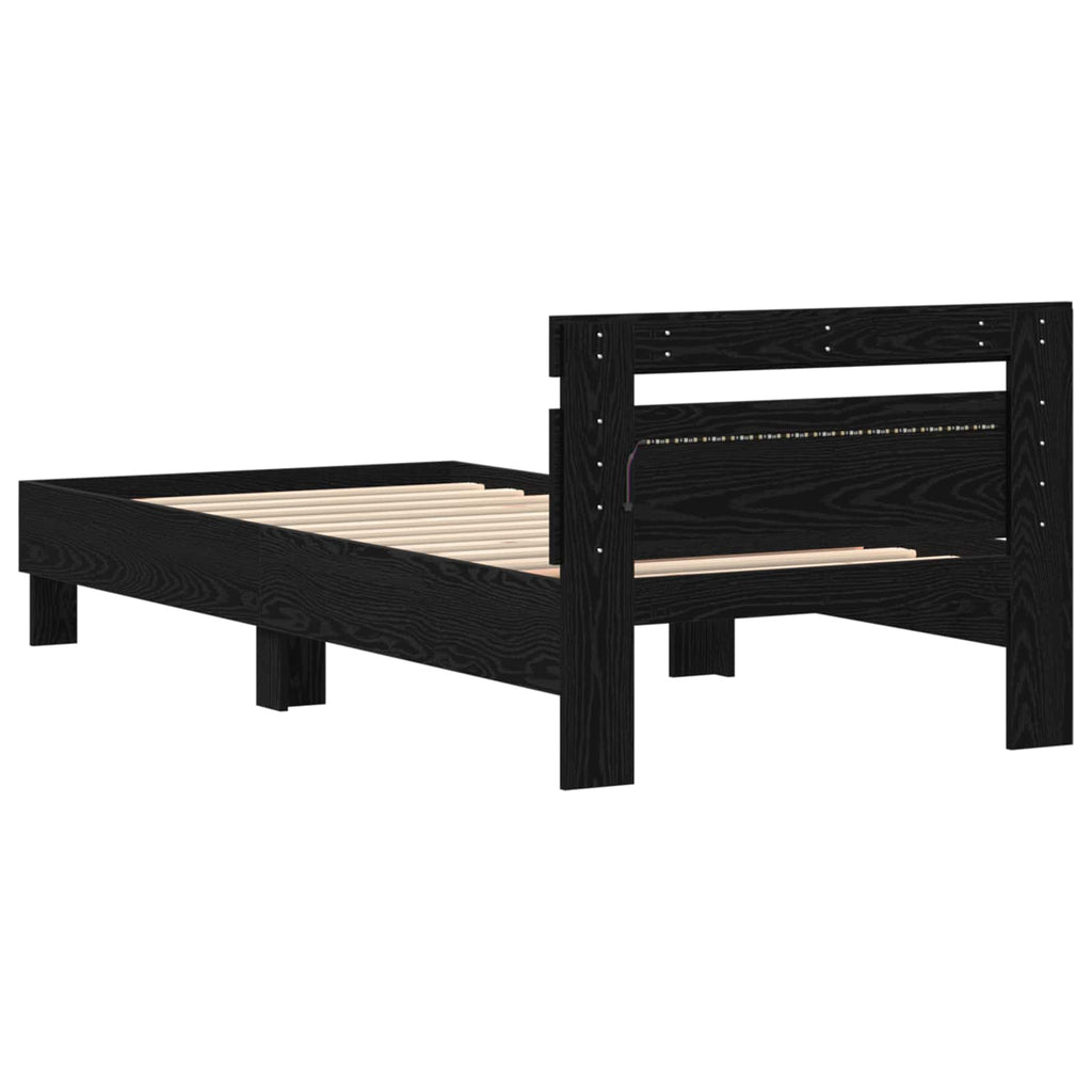 vidaXL Ramka łóżka Czarny Dąb 75 x 190 cm Materiał drewnopochodny