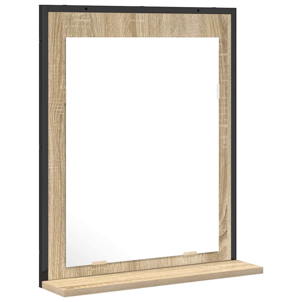 vidaXL Lustro łazienkowe z półką Z lustrem Czarny 50 x 12 x 60 cm