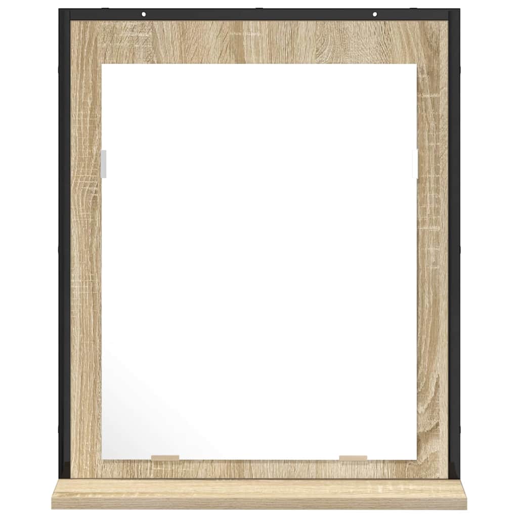 vidaXL Lustro łazienkowe z półką Z lustrem Czarny 50 x 12 x 60 cm
