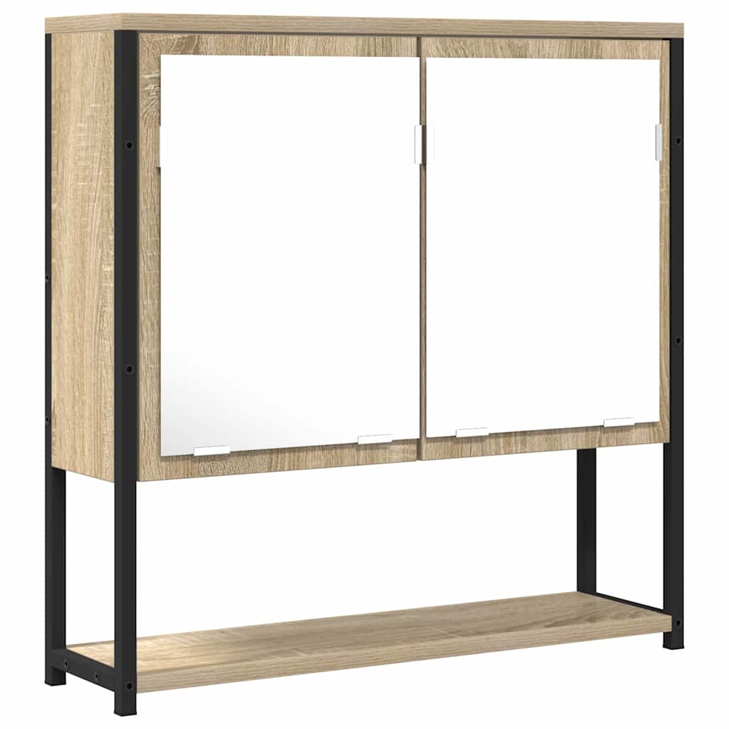 vidaXL Lustro łazienkowe z półką Z lustrem Beżowy 60 x 16 x 60 cm