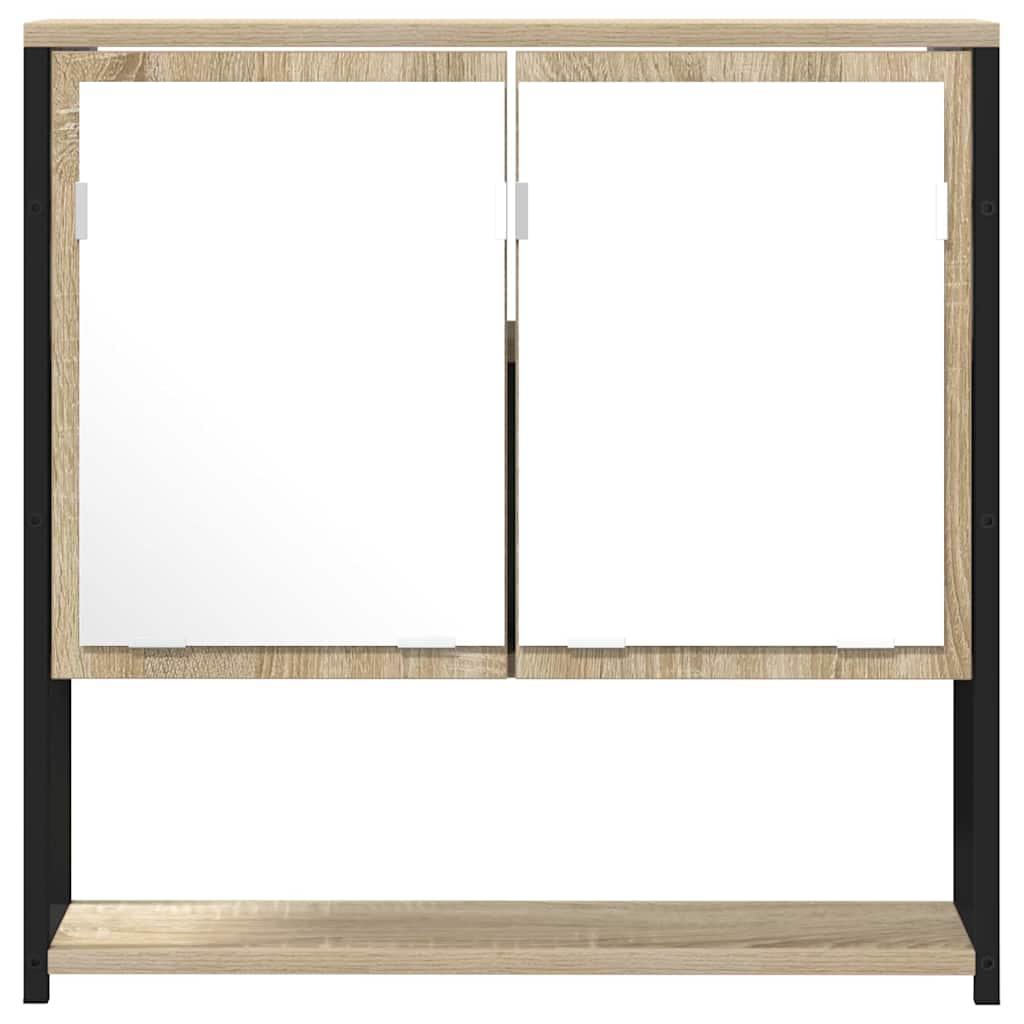 vidaXL Lustro łazienkowe z półką Z lustrem Beżowy 60 x 16 x 60 cm