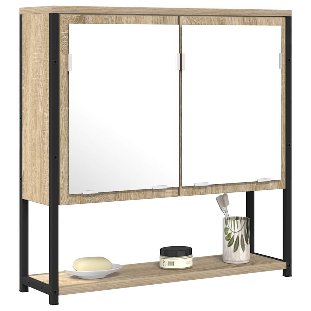 vidaXL Lustro łazienkowe z półką Z lustrem Beżowy 60 x 16 x 60 cm