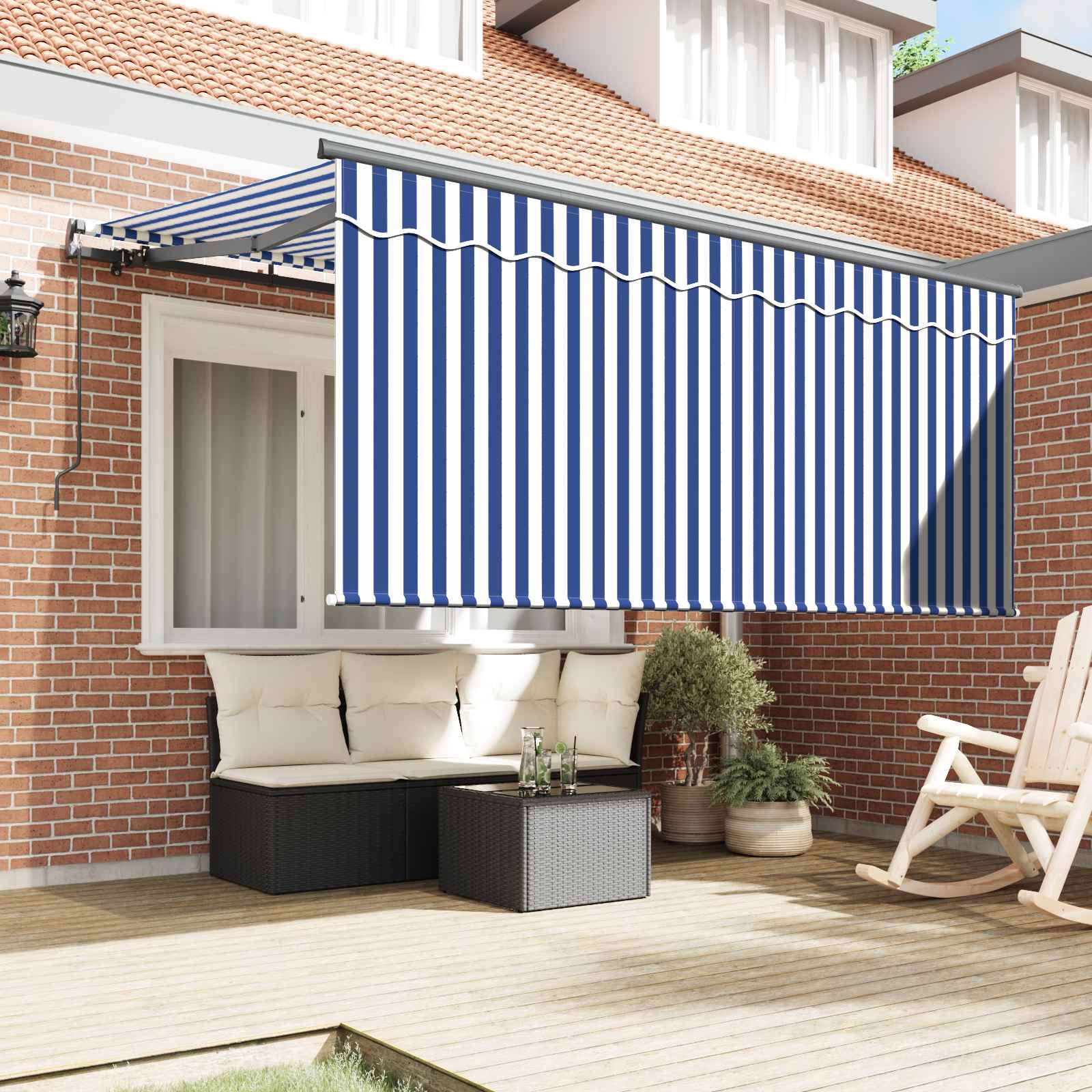 vidaXL Markiza zwijana Niebieski i biały 300 x 200 cm
