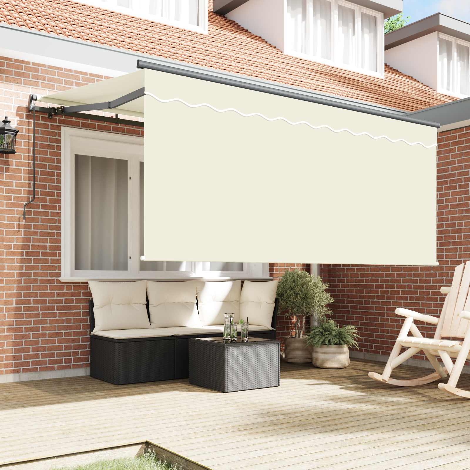 vidaXL Markiza zwijana Kremowy 300 x 200 cm Poliester i aluminium
